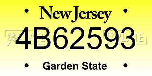 4B62593 New Jersey License Plate