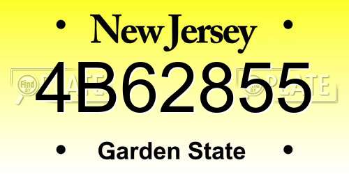 4B62855 New Jersey License Plate