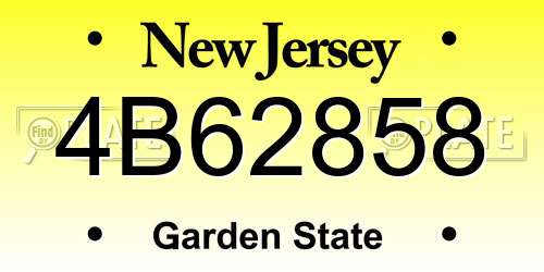 4B62858 New Jersey License Plate