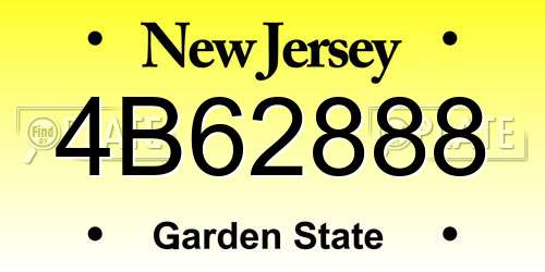 4B62888 New Jersey License Plate