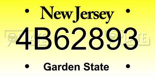 4B62893 New Jersey License Plate