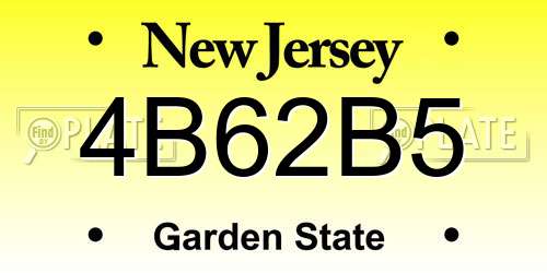 4B62B5 New Jersey License Plate
