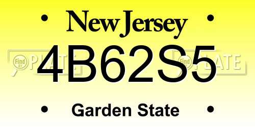 4B62S5 New Jersey License Plate