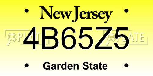4B65Z5 New Jersey License Plate