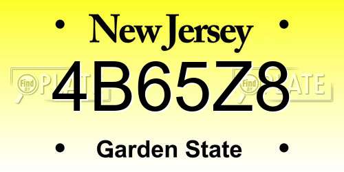 4B65Z8 New Jersey License Plate