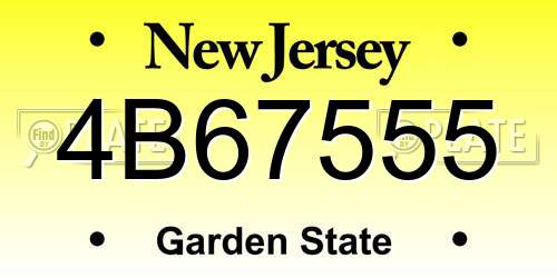 4B67555 New Jersey License Plate