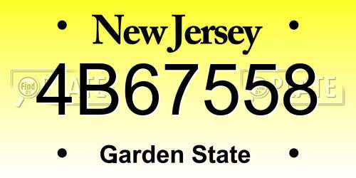 4B67558 New Jersey License Plate