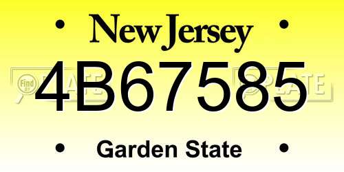 4B67585 New Jersey License Plate