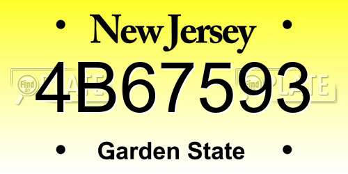 4B67593 New Jersey License Plate