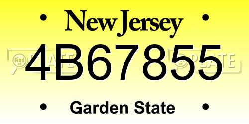 4B67855 New Jersey License Plate