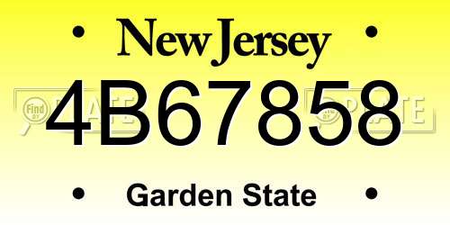 4B67858 New Jersey License Plate