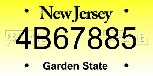 4B67885 New Jersey License Plate