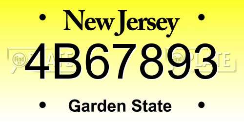 4B67893 New Jersey License Plate