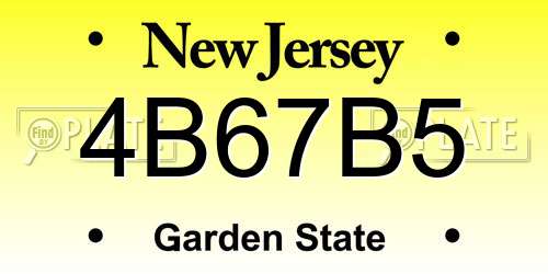 4B67B5 New Jersey License Plate