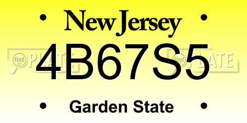 4B67S5 New Jersey License Plate