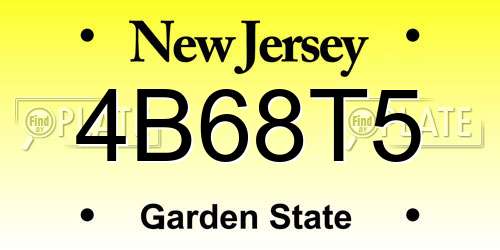 4B68T5 New Jersey License Plate