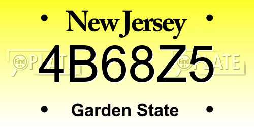 4B68Z5 New Jersey License Plate