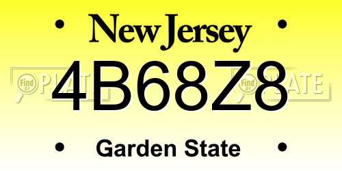 4B68Z8 New Jersey License Plate