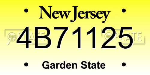 4B71125 New Jersey License Plate
