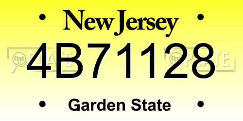 4B71128 New Jersey License Plate