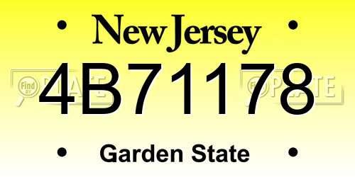 4B71178 New Jersey License Plate
