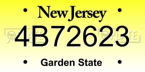 4B72623 New Jersey License Plate