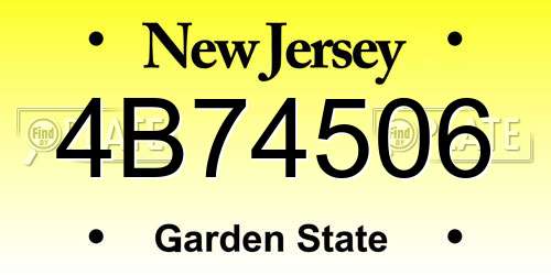 4B74506 New Jersey License Plate