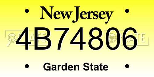 4B74806 New Jersey License Plate