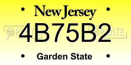 4B75B2 New Jersey License Plate