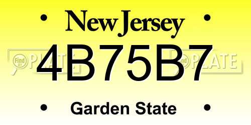 4B75B7 New Jersey License Plate