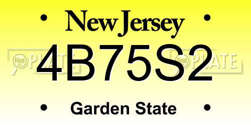 4B75S2 New Jersey License Plate