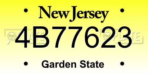 4B77623 New Jersey License Plate