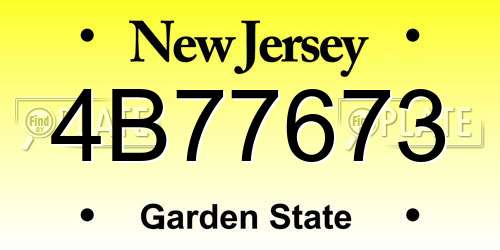 4B77673 New Jersey License Plate