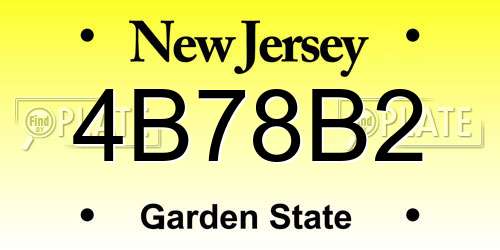 4B78B2 New Jersey License Plate