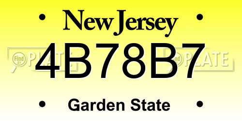 4B78B7 New Jersey License Plate