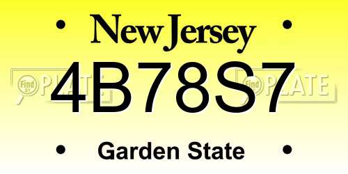 4B78S7 New Jersey License Plate