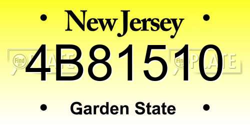 4B81510 New Jersey License Plate