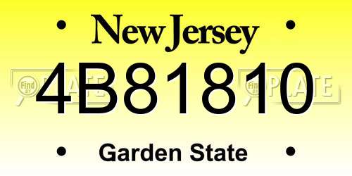 4B81810 New Jersey License Plate