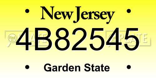 4B82545 New Jersey License Plate