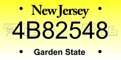 4B82548 New Jersey License Plate