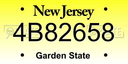 4B82658 New Jersey License Plate