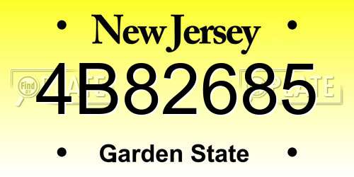 4B82685 New Jersey License Plate