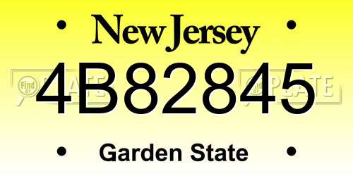 4B82845 New Jersey License Plate