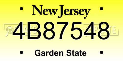 4B87548 New Jersey License Plate