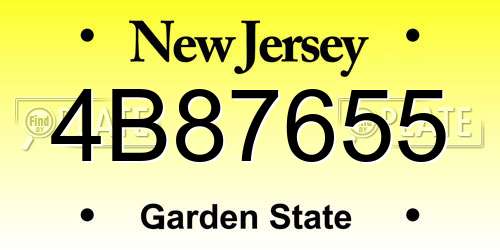 4B87655 New Jersey License Plate