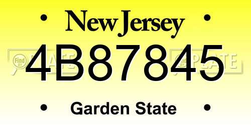 4B87845 New Jersey License Plate