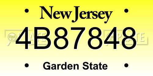 4B87848 New Jersey License Plate