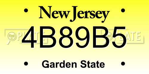 4B89B5 New Jersey License Plate