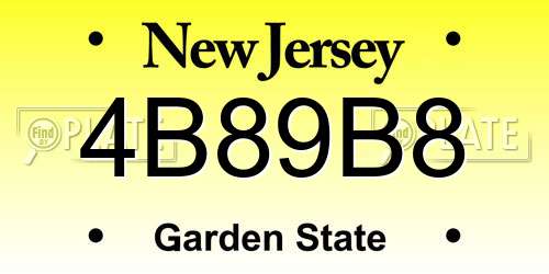 4B89B8 New Jersey License Plate