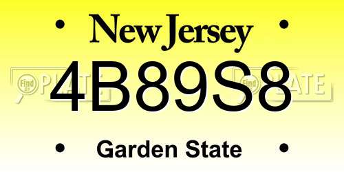 4B89S8 New Jersey License Plate